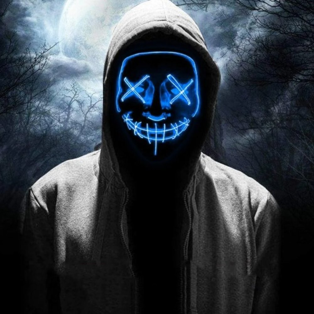 Costume Halloween Face Mask LED LightUp 3 Modes Cosplay Clubbing Party Purge Blu